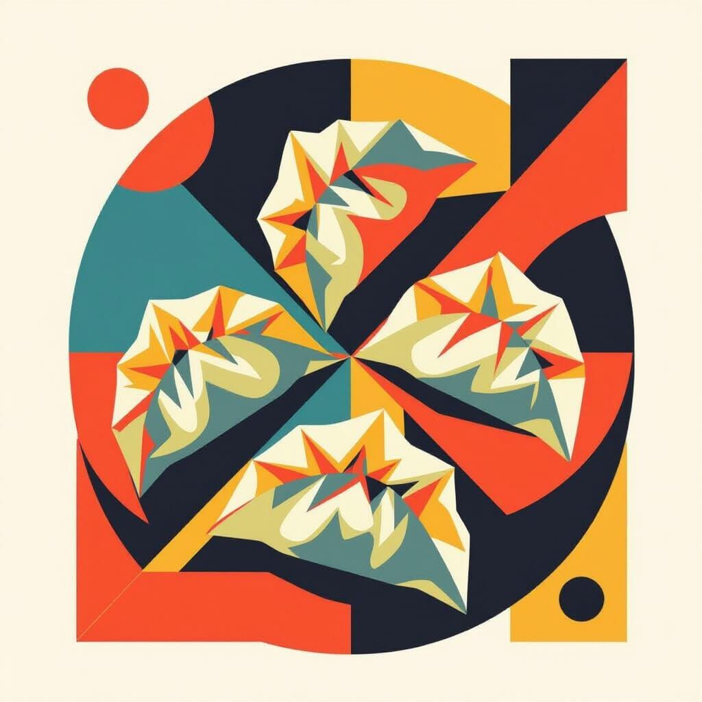 Abstract Gyoza Composition in Bauhaus Style