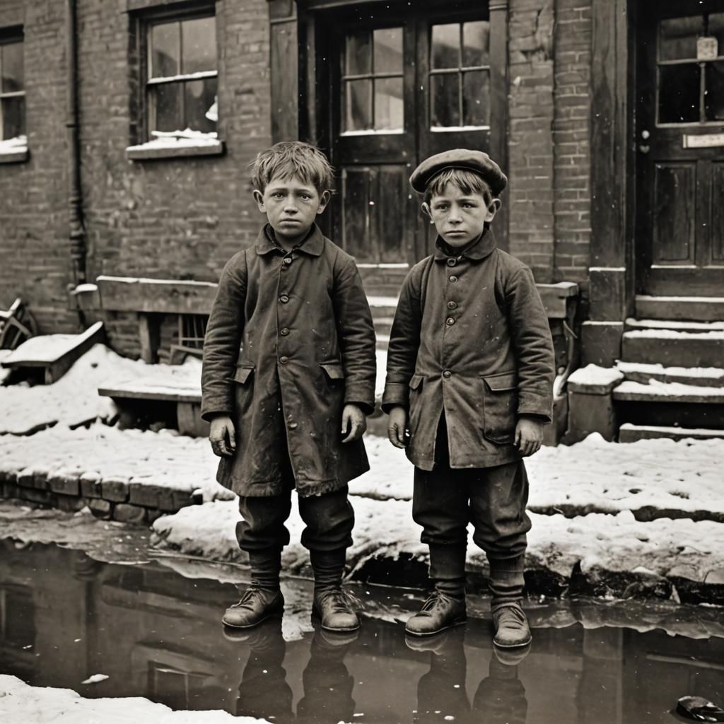 Victorian Street Urchins: A Black and White Photograph