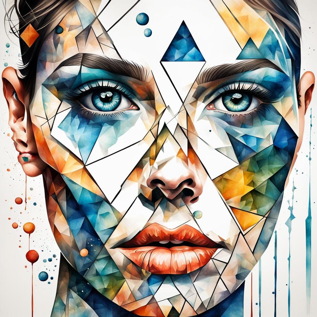 Woman's Distorted Reflection: a Surrealist Close-Up