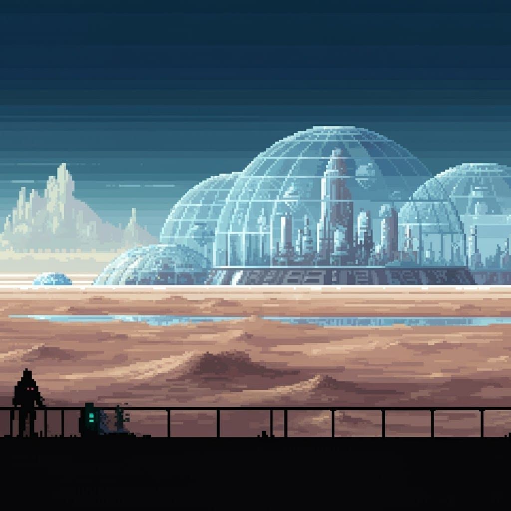 Futuristic Oasis in a Deserted Distant World