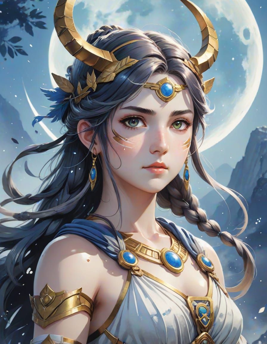 Artemis in Vibrant Anime Watercolor