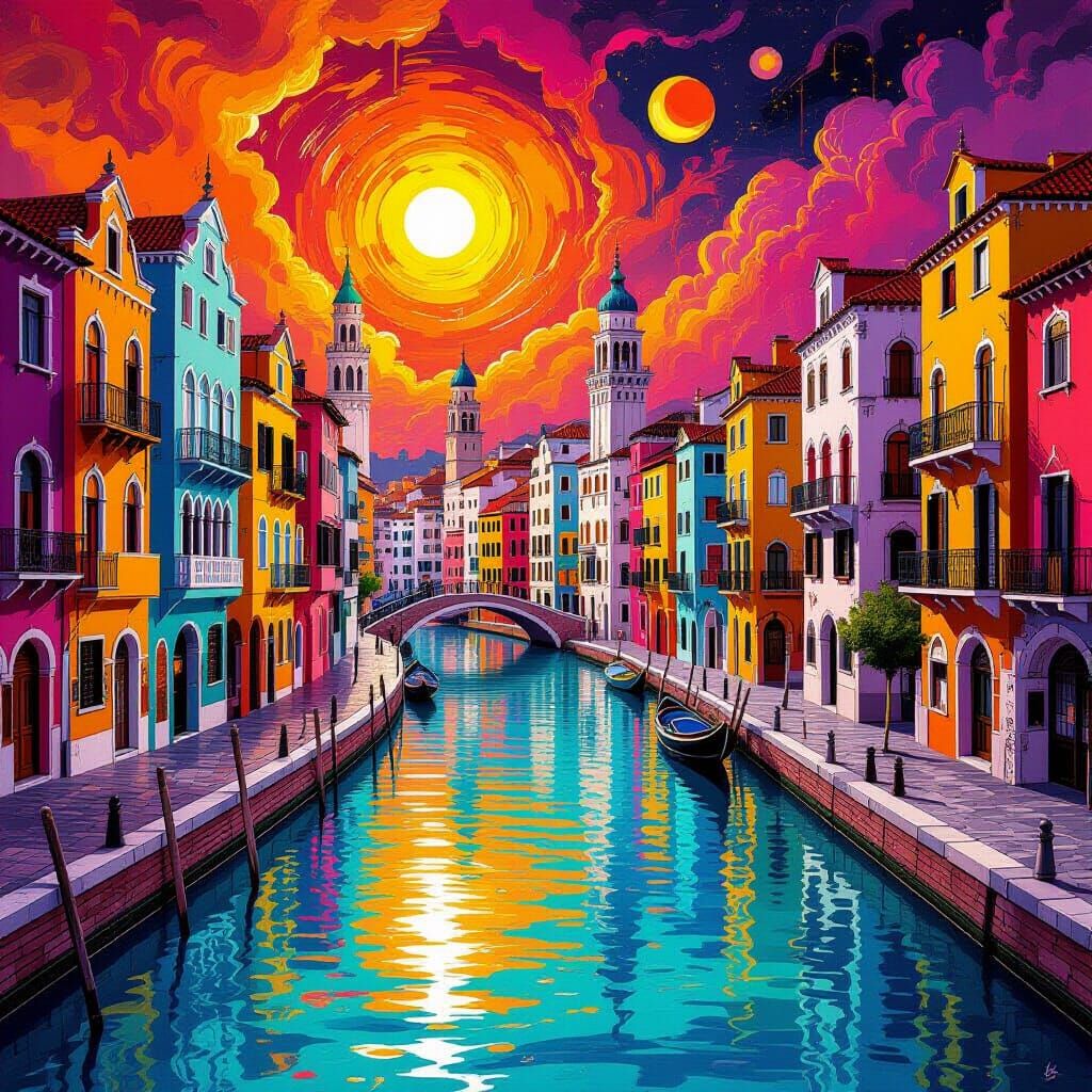 Surreal Melting Cityscape in Vibrant Digital Art Style