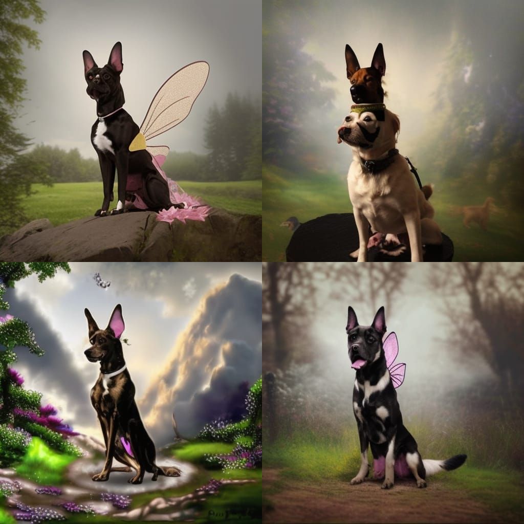 Enchanting Dog Fairy with Delicate Wings