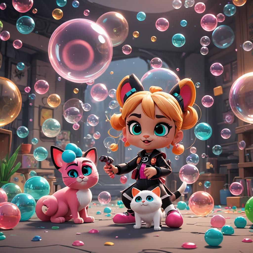 Bubbles Playing Video Games With Her Cat