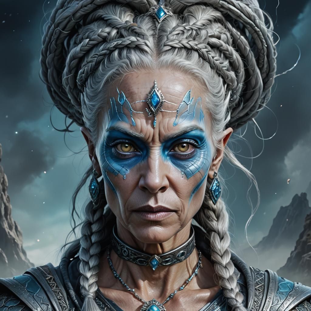 Alien Queen Portrait in Hyperrealistic Matte Painting