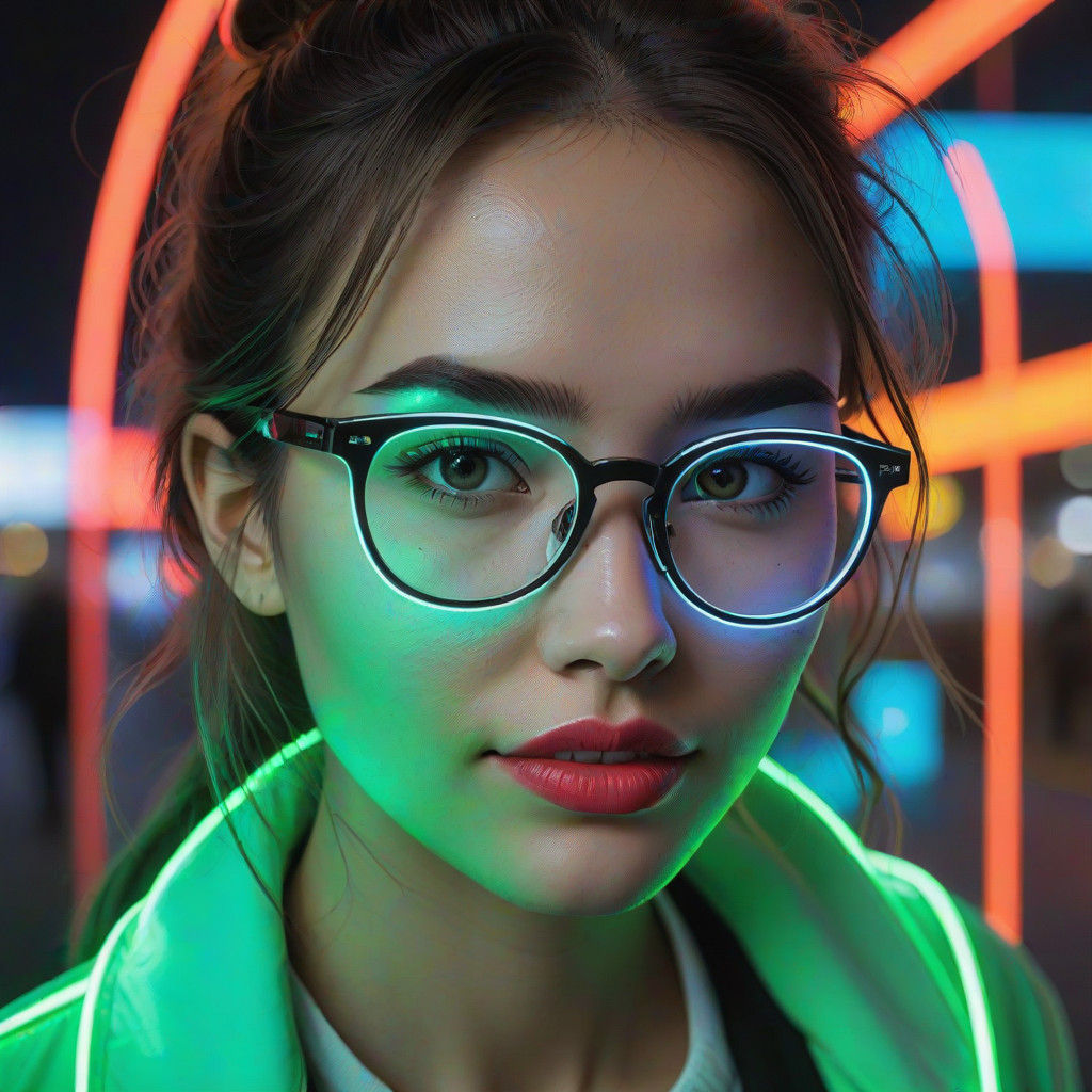 Girl in Neon Eyeglasses