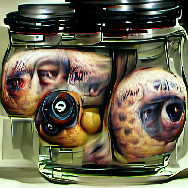 Creepy Eyeballs Floating in Jars