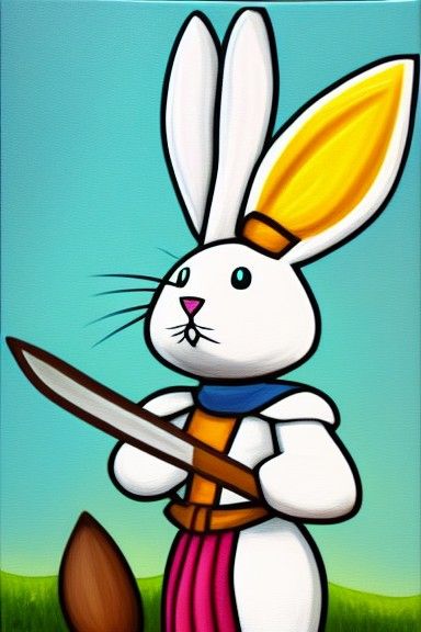Anime Rabbit Knight with Sword