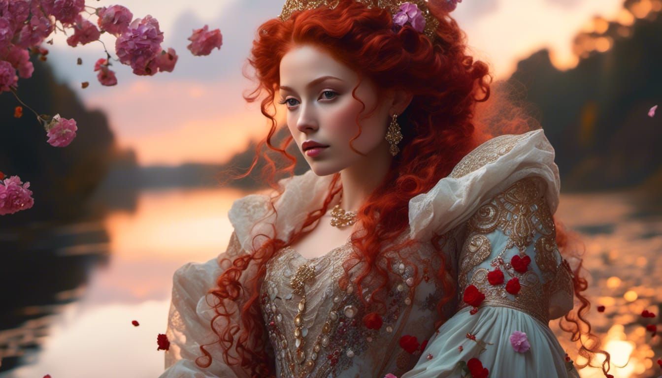 Rococo Lady with Flowers and Gems Portrait