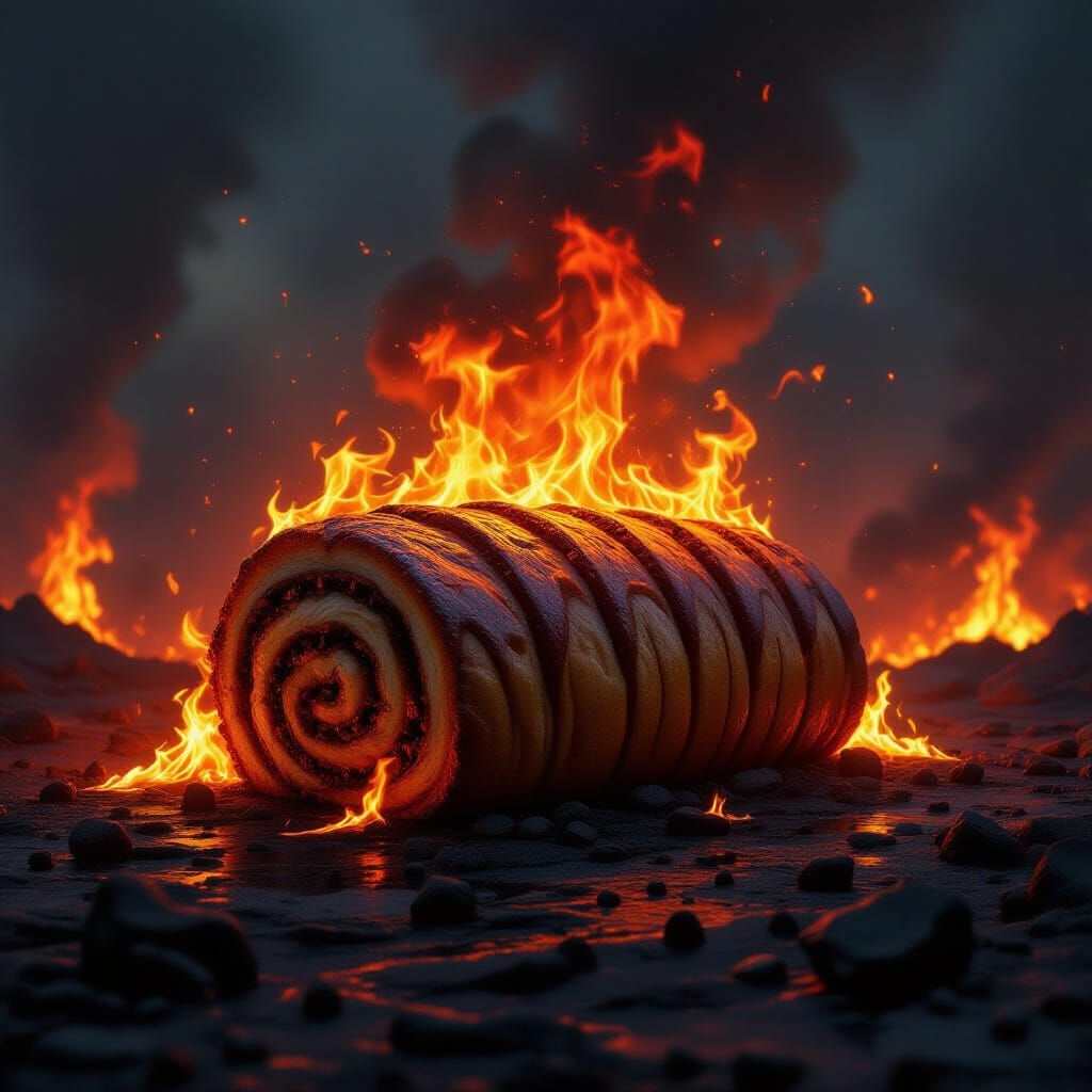 Flaming Swiss Roll in Hell, Gothic Art Style