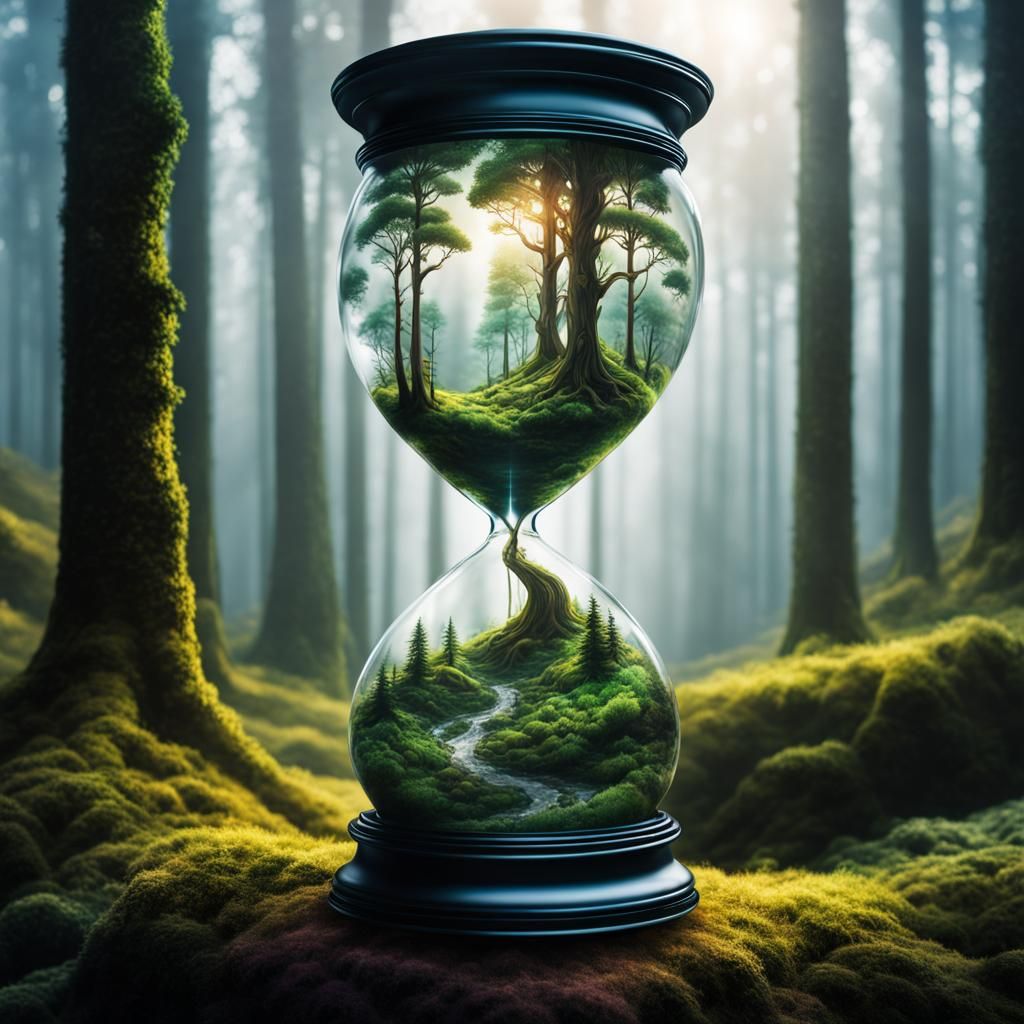 Hourglass Forest: A Surreal Psychedelic Art Piece