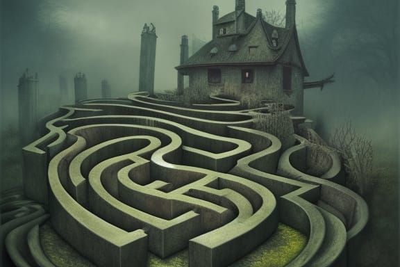 Haunted Playhouse Labyrinth with Ethereal Figures