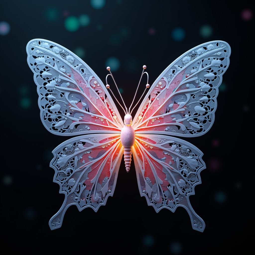 Ethereal Paper Doily Butterfly in Rich, Velvety Black