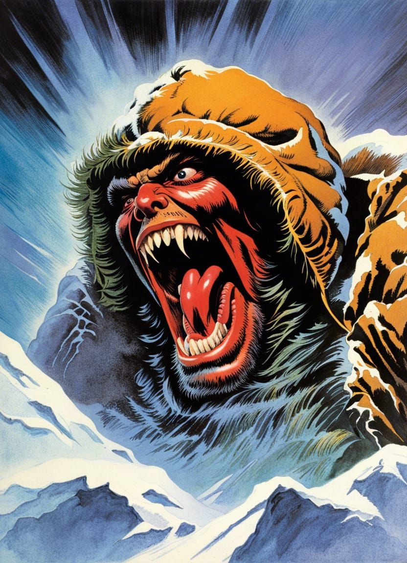 Horrific Transformation in 80s Horror Style