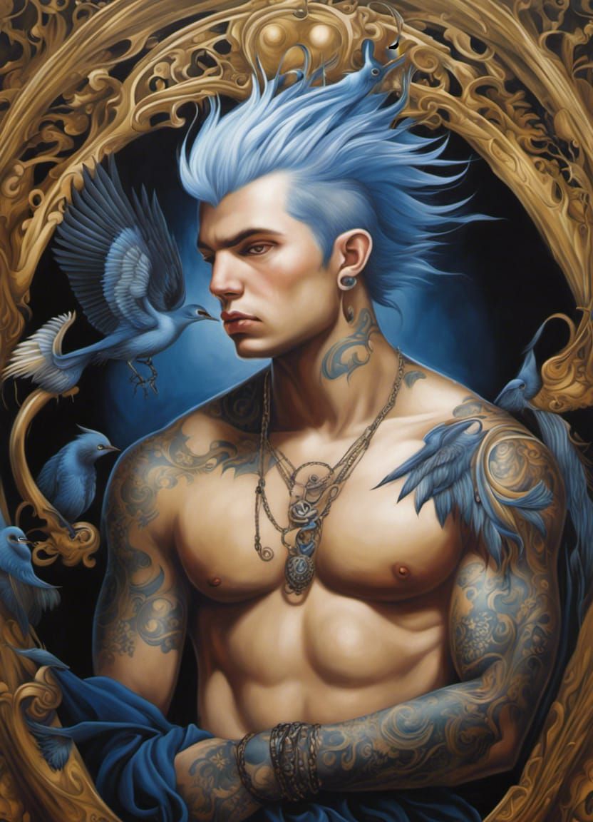 Gothic Emo Male Portrait in Acrylic Style