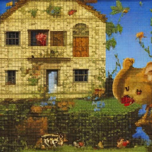 Pixelated Mouse in House: Pixel Art Style