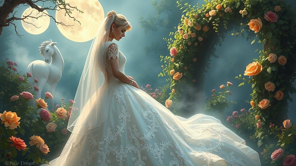 Cinderella in Whimsical Moonlit Garden Wedding