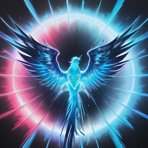 Blue Phoenix Optical Fiber Graffiti Art