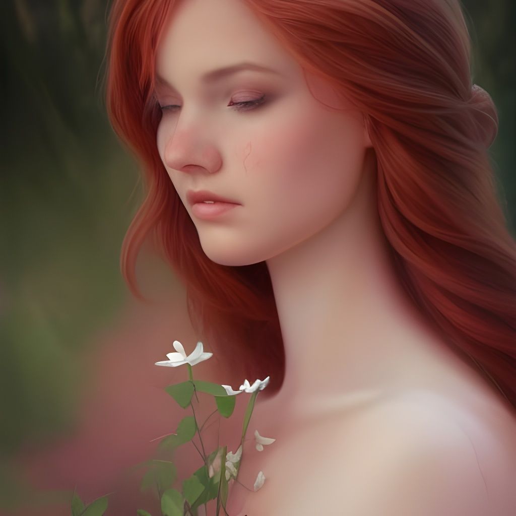 Hyperrealistic Portrait of a Redhead in Mist