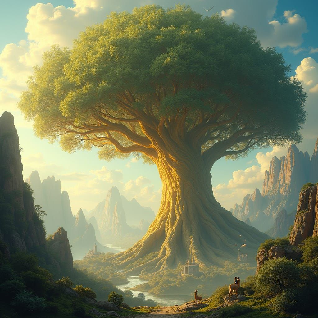 Paradise in a Golden Light: A Majestic Tree of Tuba