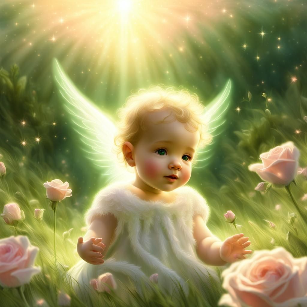 Light Angel Descends to Earth as Digital Painting