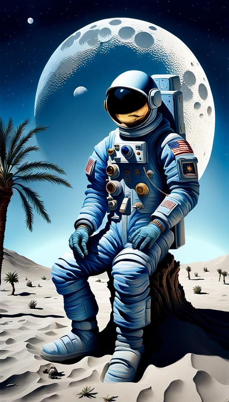 Lunar Castaway in Surreal Dreamscape