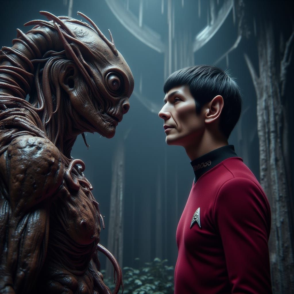 Spock Meets a Geiger-Style Alien in Space