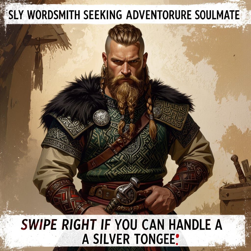 Viking Warrior's Tinder Profile in Frazetta Style