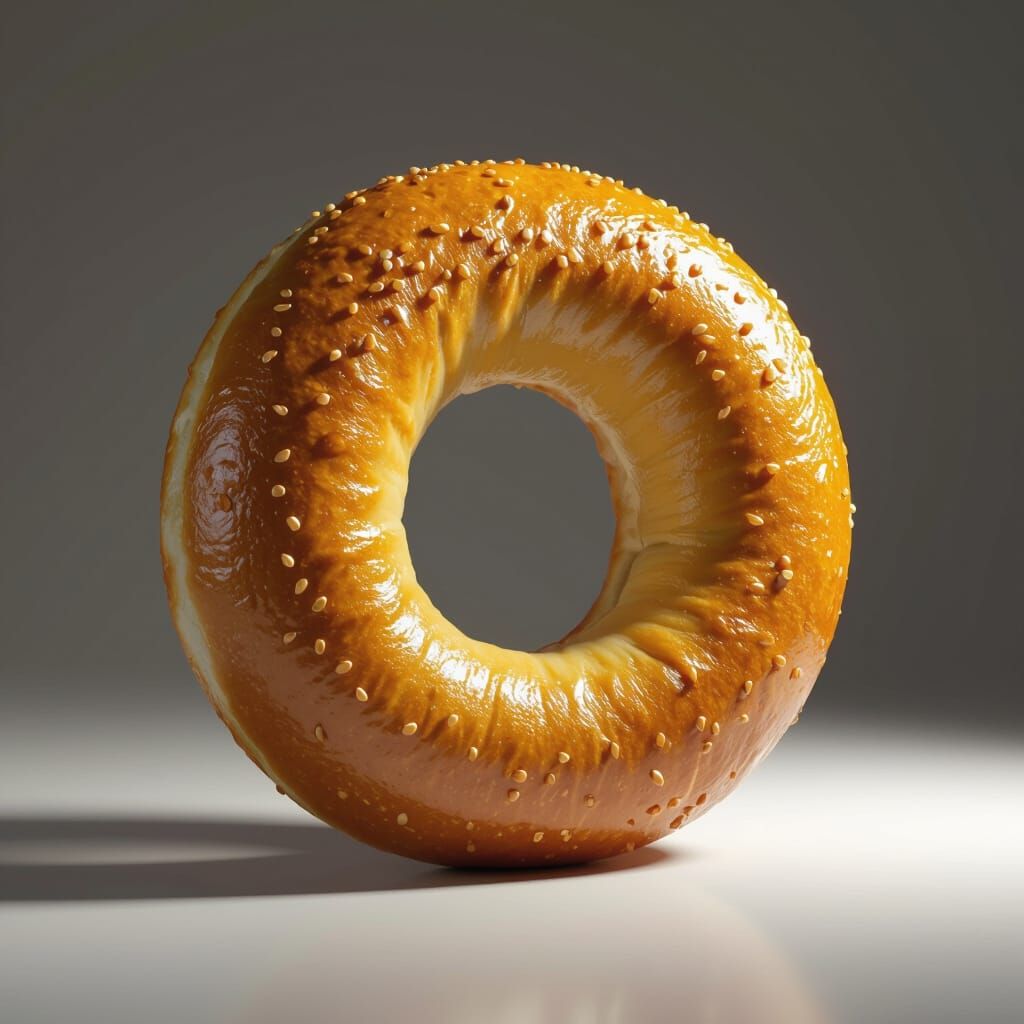 Bagel Shaped Like Zero With Sesame Seeds