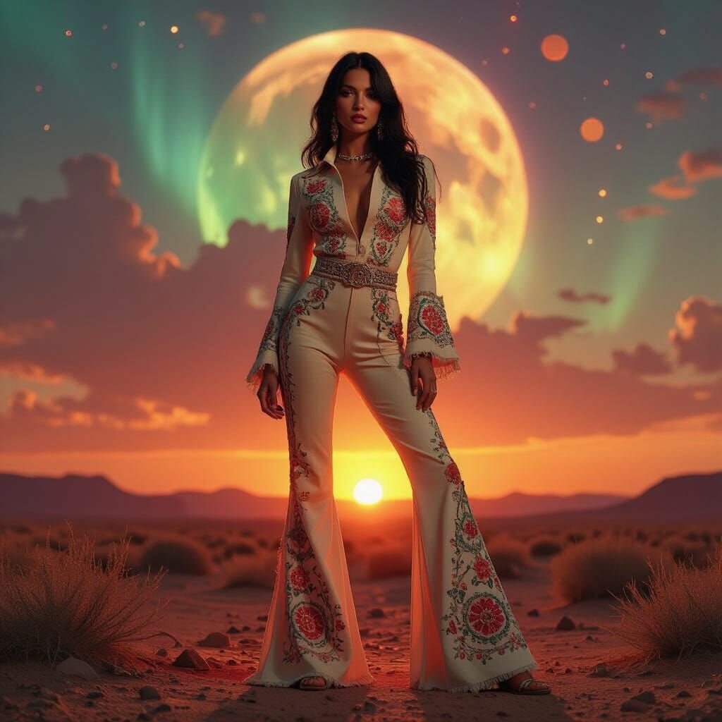 Martian Sunset Portrait in Futuristic Realism Style