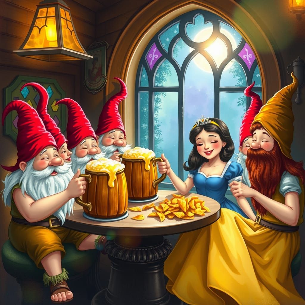 Snow White and Dwarfs Toast in Tavern