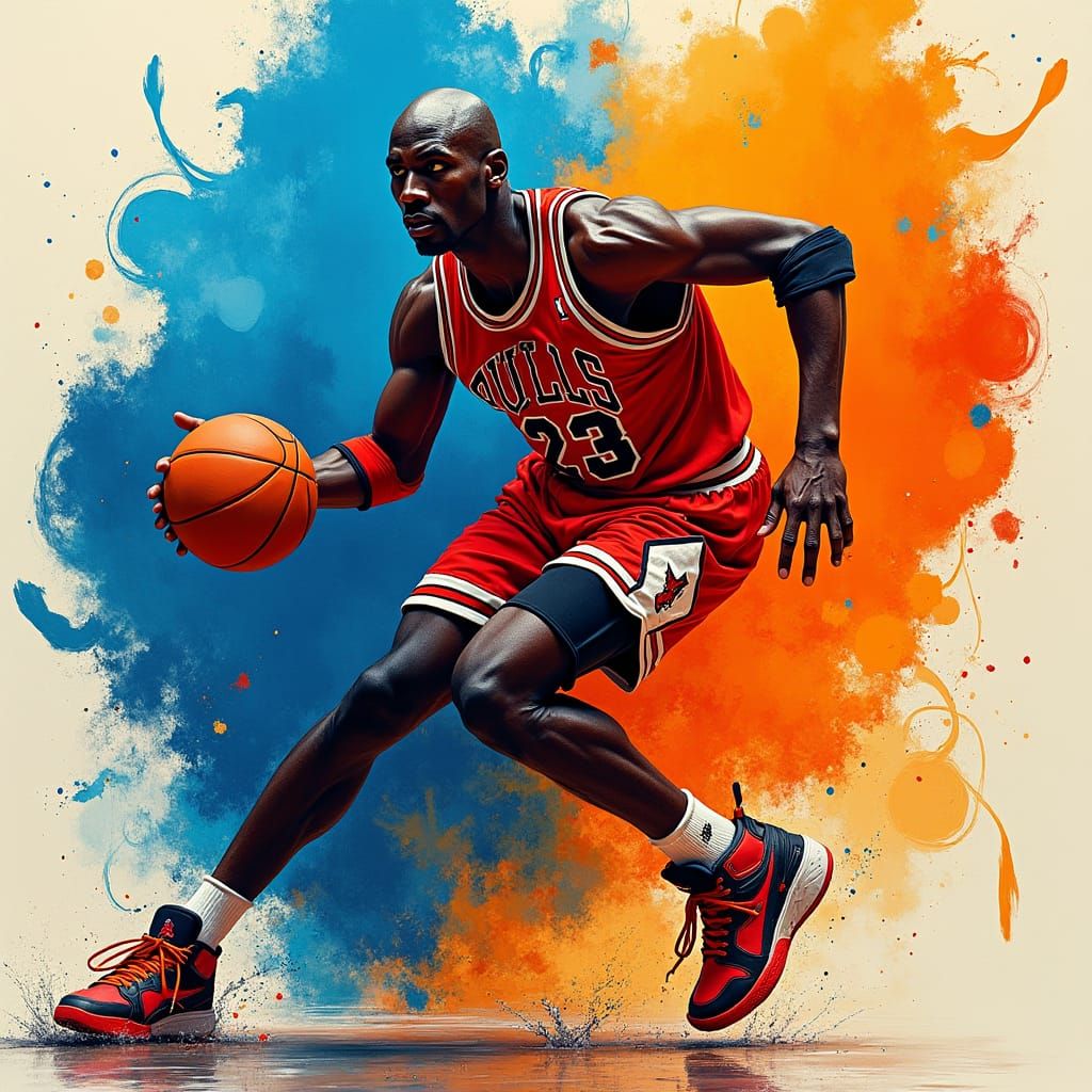 Michael Jordan Art in Abstract Expressionist Style
