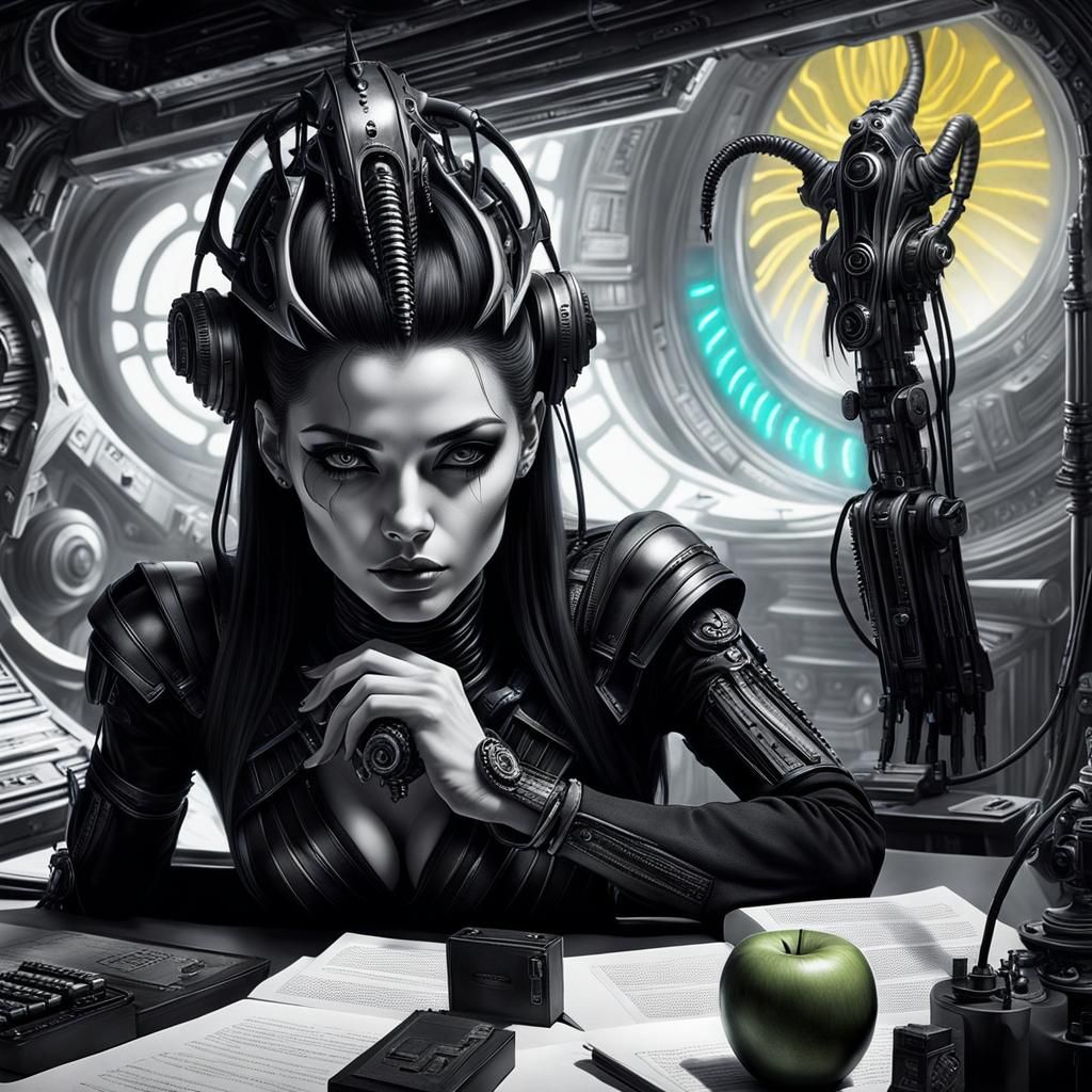 Gothic Cyberpunk Woman in Hyperrealistic Style