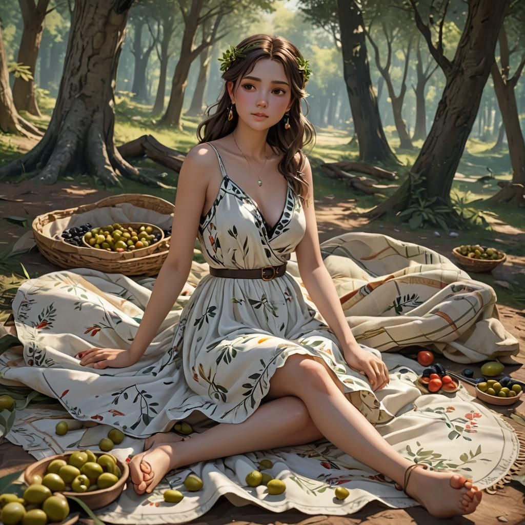 Italian Woman in Woods: 3D Anime Art