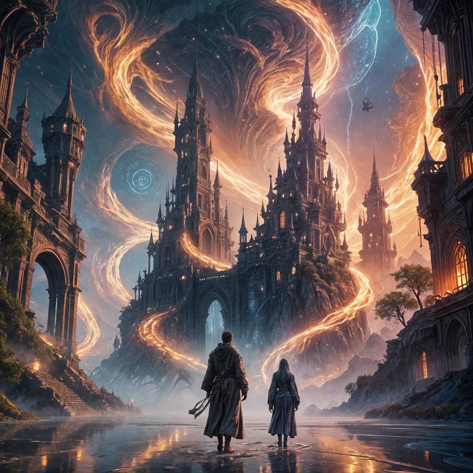 Dreamscape: Twisting Lights in a Mirage Painting