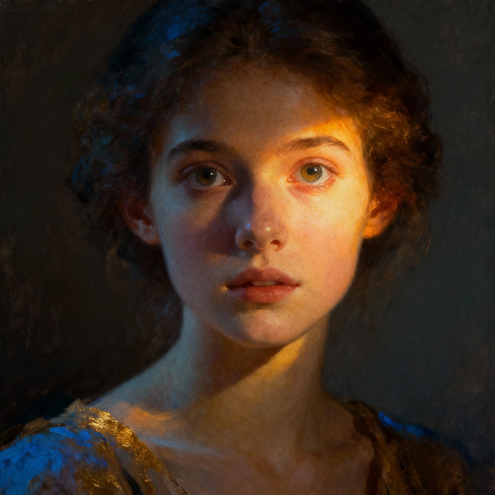 Lumi: Young Woman Portrait in Classical Oil Painting Style