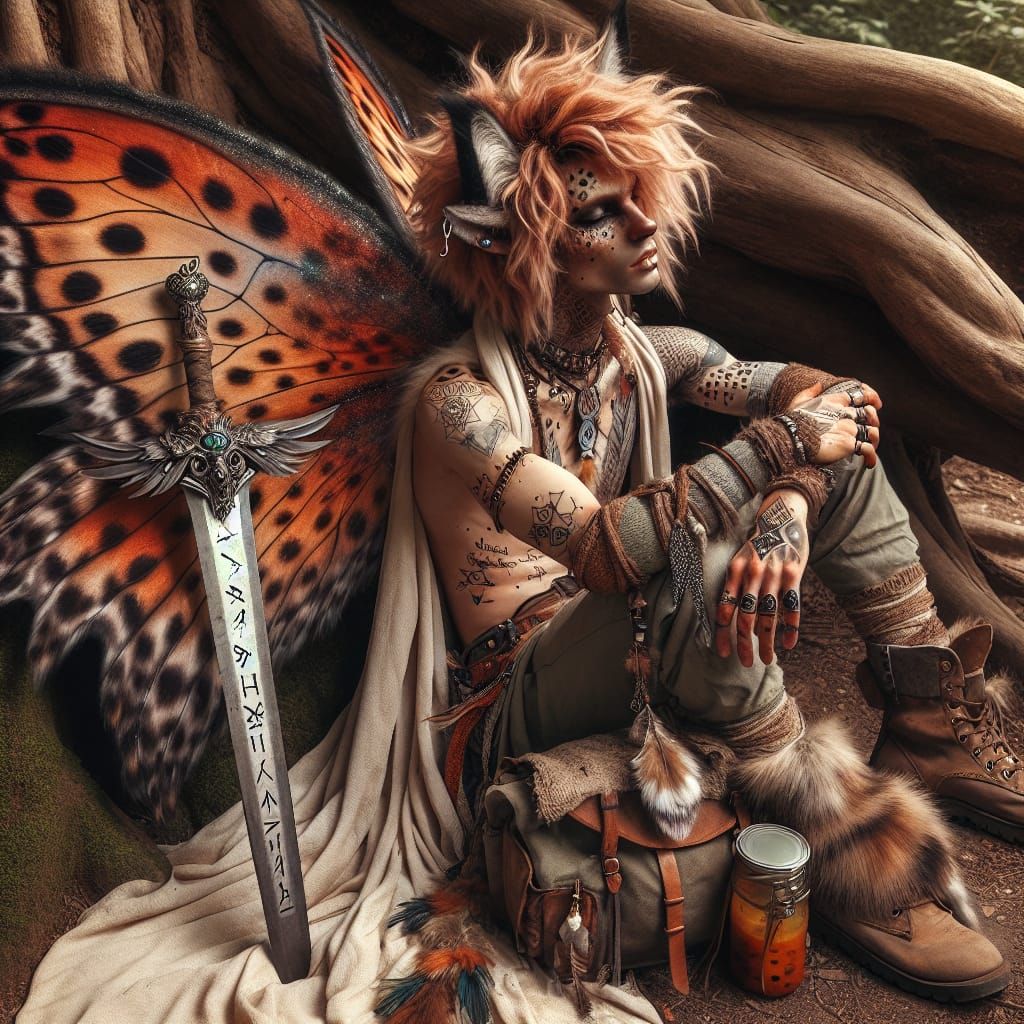 exotic anthropomorphic hyena fairy