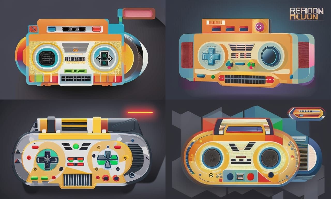 Retro Game Console in Abstract Vector Art