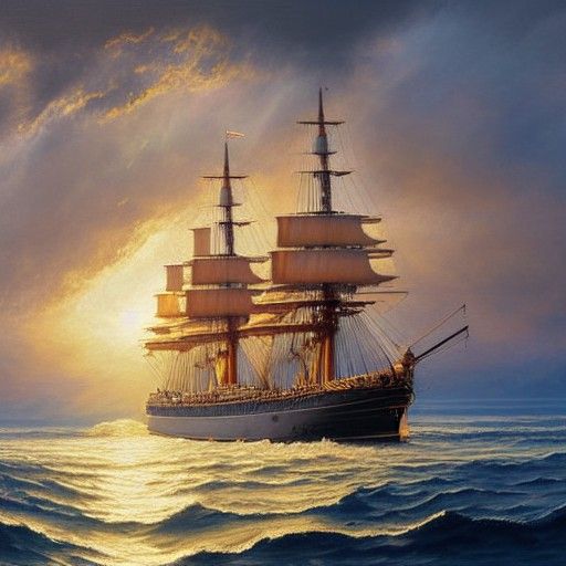 Age of Sail: HMS Victory in Golden Light