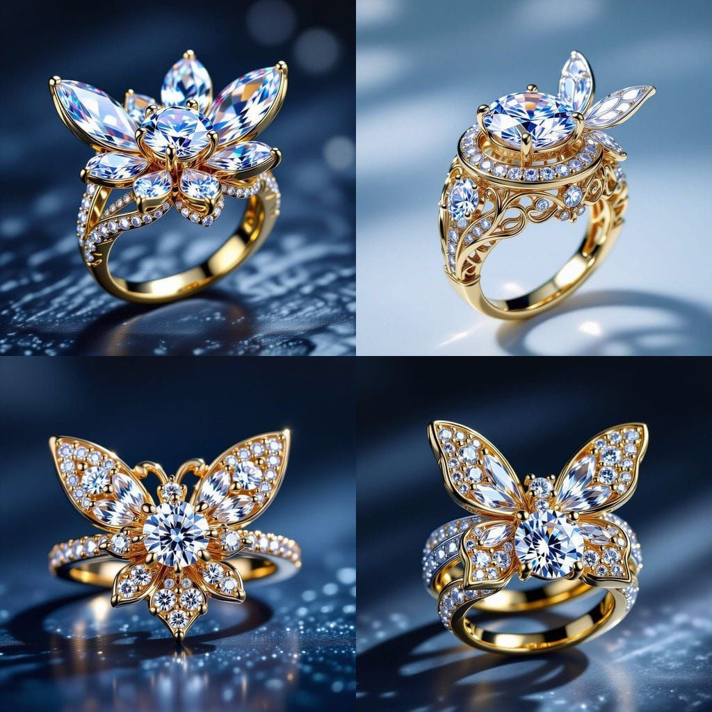 Fairy Music Box Ring: 4ct Moissanite in Yellow Gold
