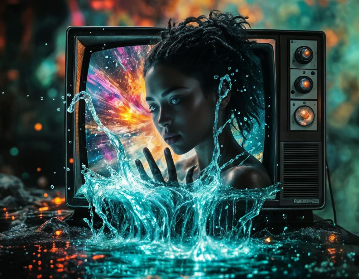 Surreal TV Portal: Glitch Art Water Flow