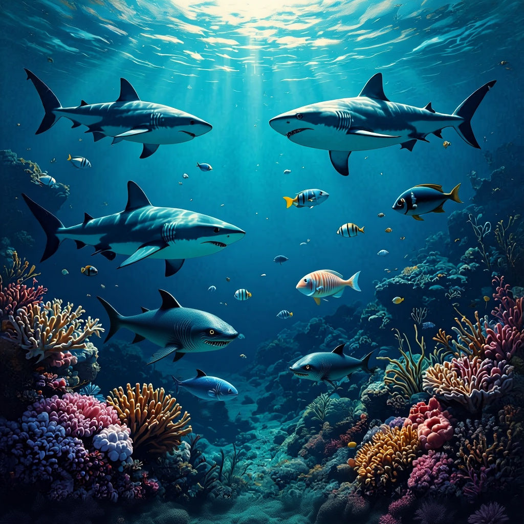 Hyperrealistic Oil Painting of a Thriving Deep Sea Ecosystem