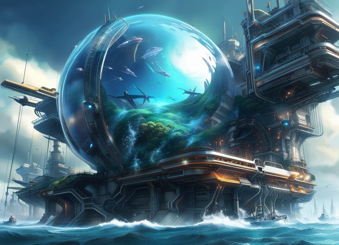 Terraforming Machine Creates Oceans: Sci-Fi Digital Art