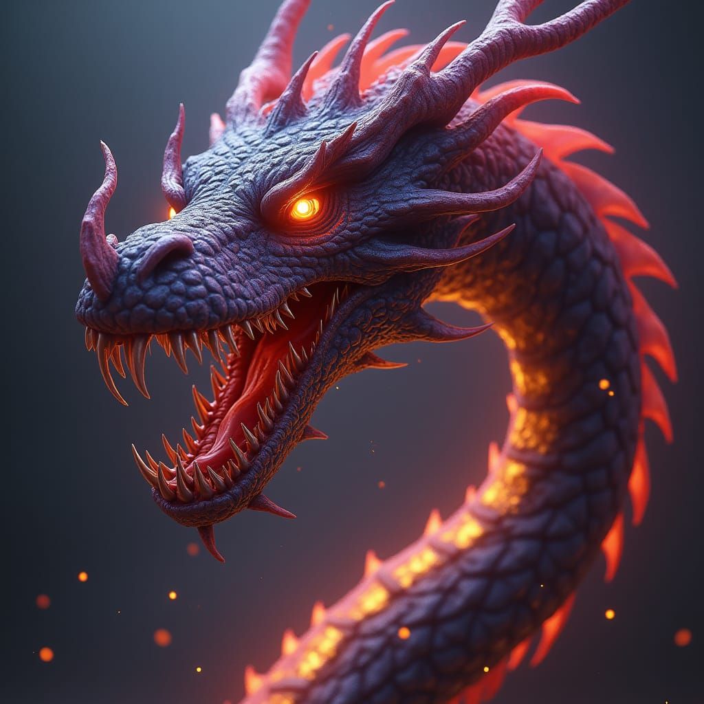 Demonic Dragon with Twisted Mouths, Trending on Artstation