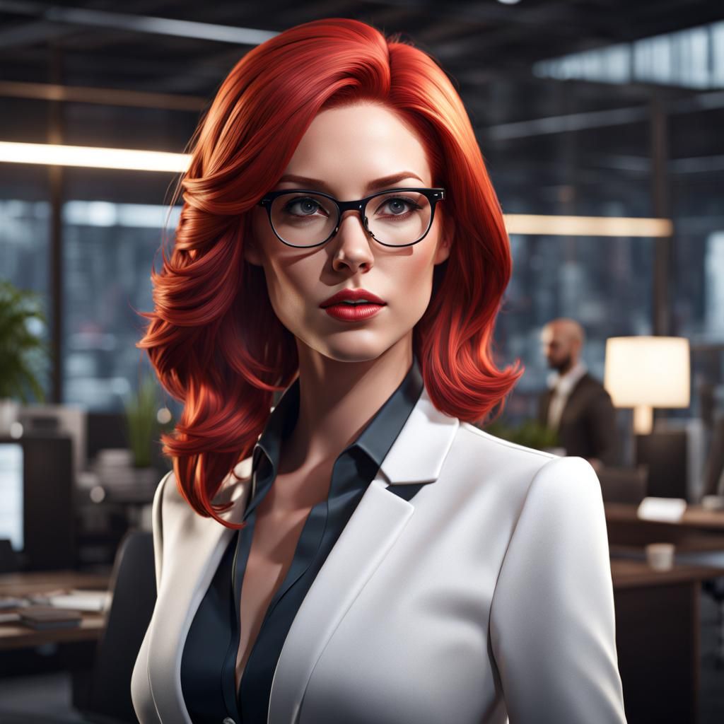 Beautiful CEO in Modern Office Concept Art