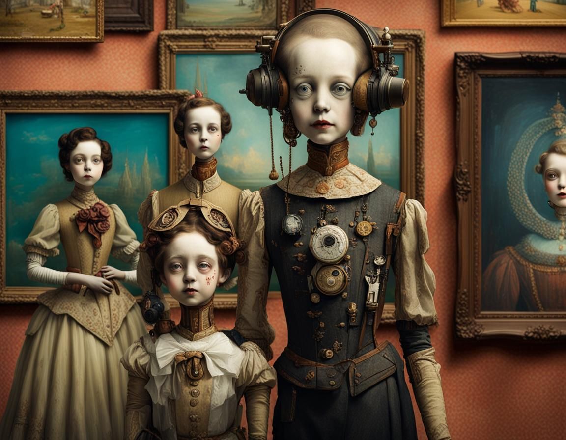 Steam-Punk Wooden Mannequin in a Museum