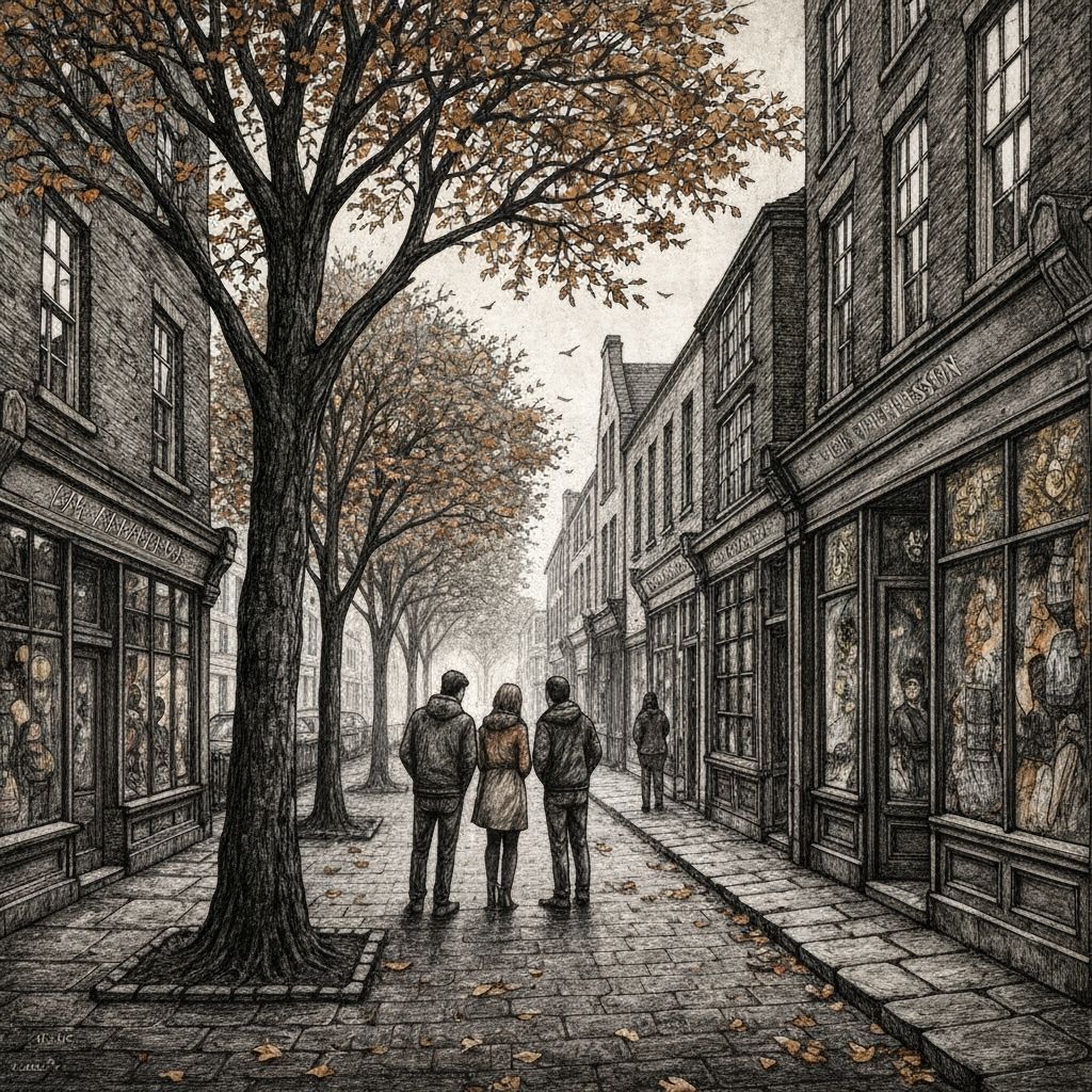 Autumn Avenue: Friends Explore Old Town Shops