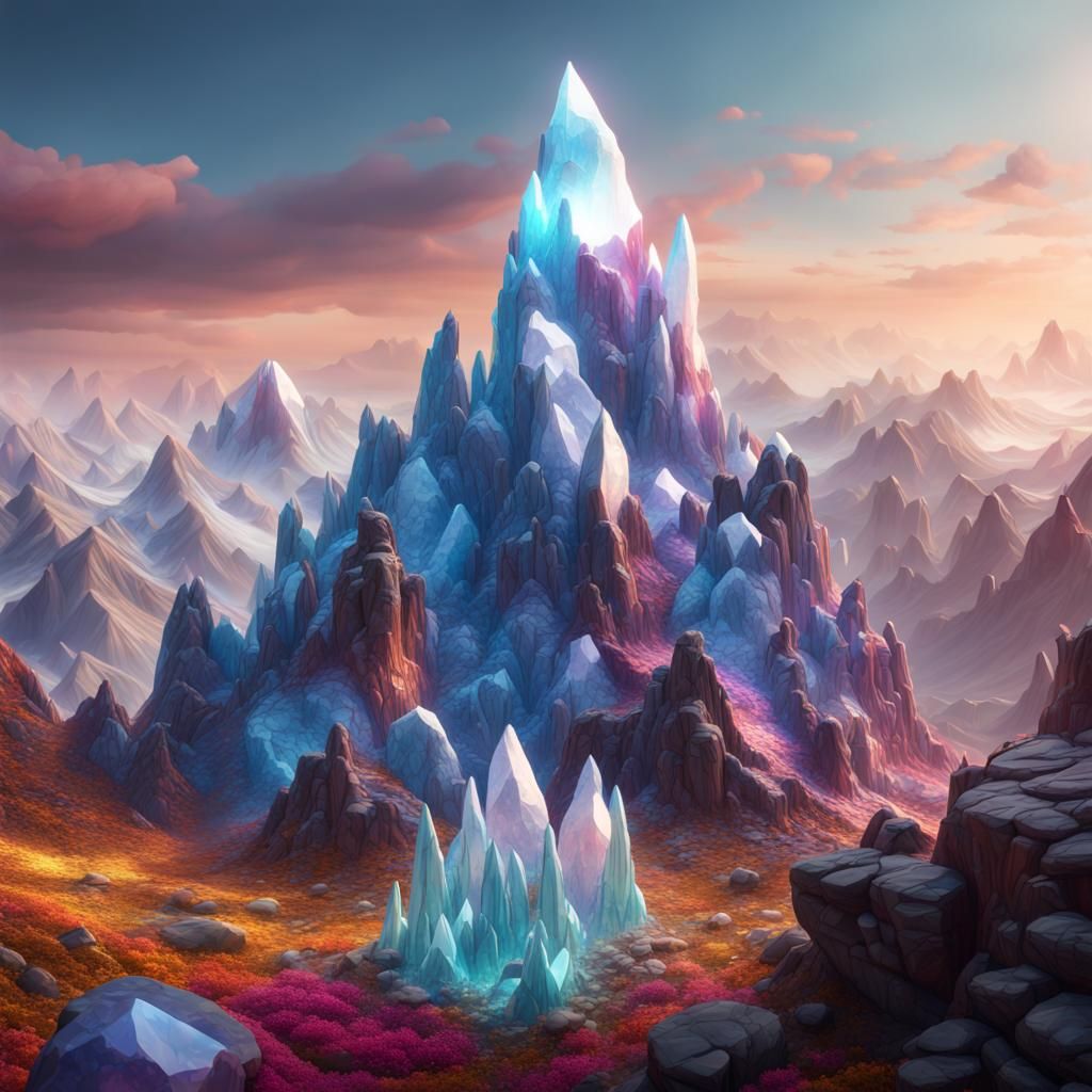 Crystal World: Multicolored Glass Mountains in Fantasy Art