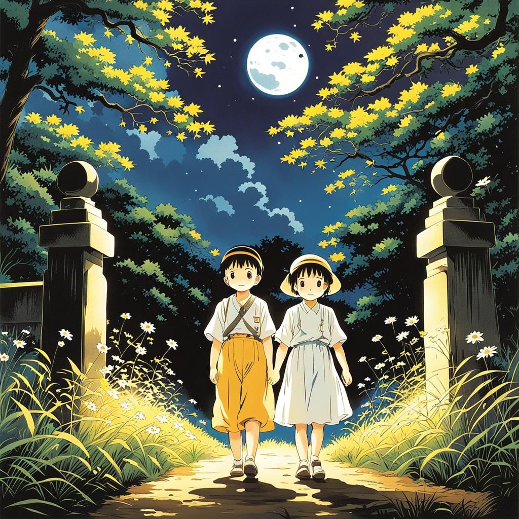 Seita and Setsuko in Studio Ghibli Anime Style