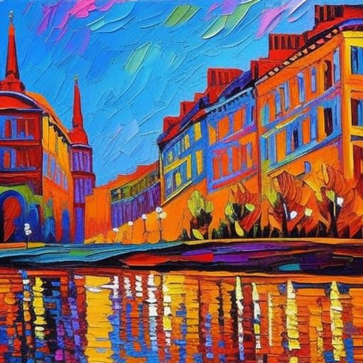 Colorful Vector Communication in Expressionist Oil Painting
